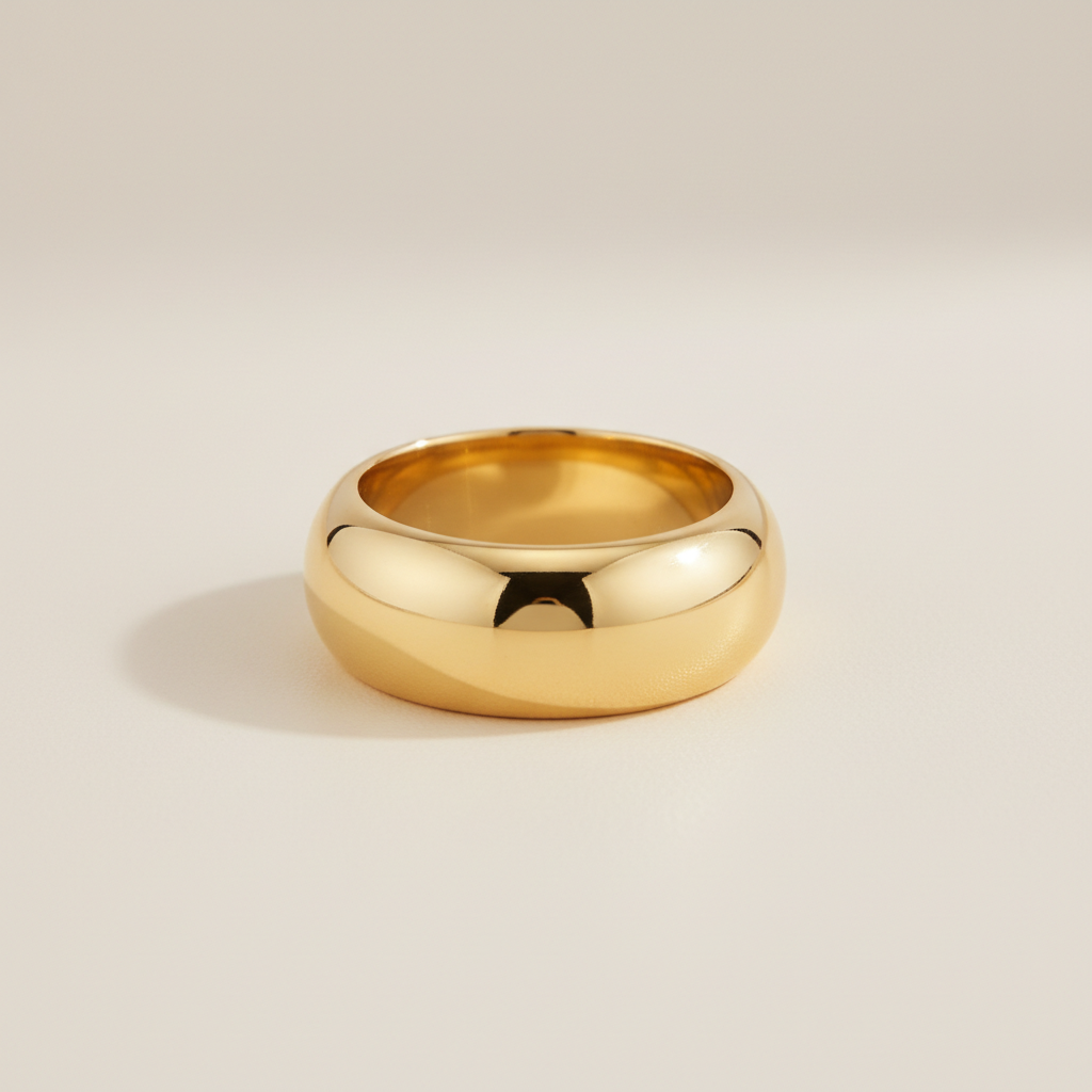 Minimalist Dome Band Ring – 18K Gold-Tone Stainless Steel