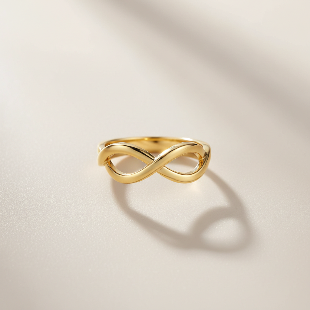 Elegant Infinity Twist Ring – 18K Gold-Tone Stainless Steel