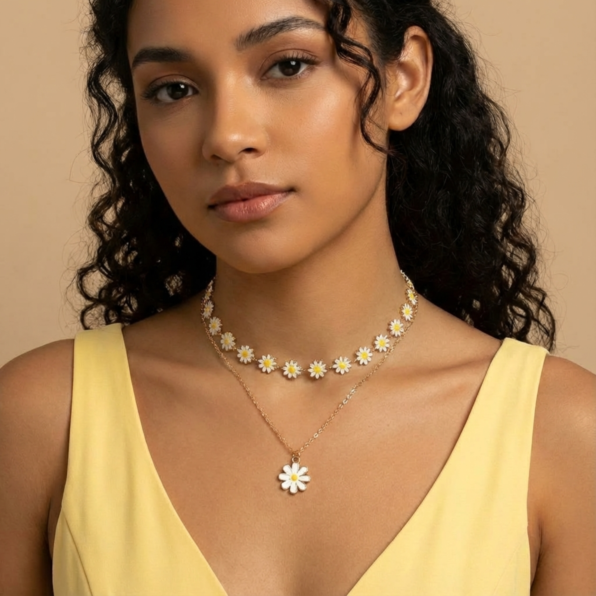 The "Meadow" Layered Daisy Necklace