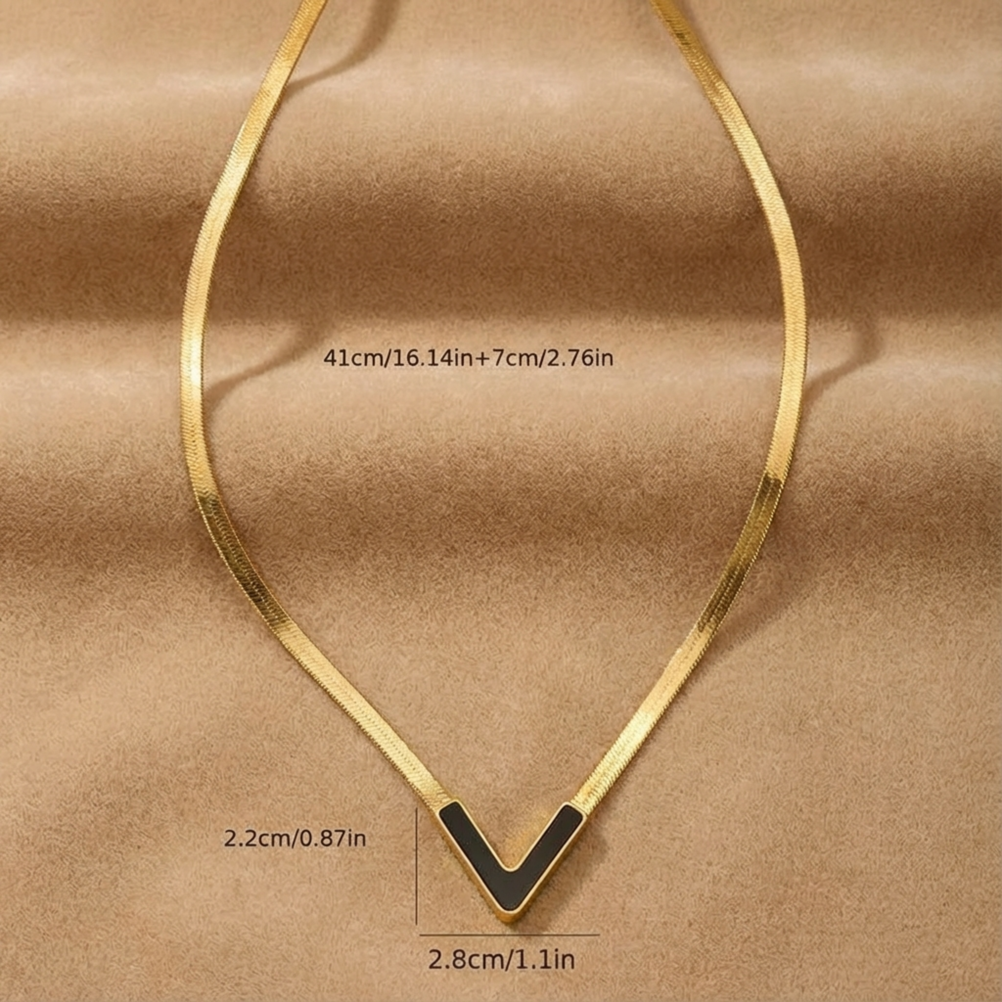 Luxe V Herringbone Necklace