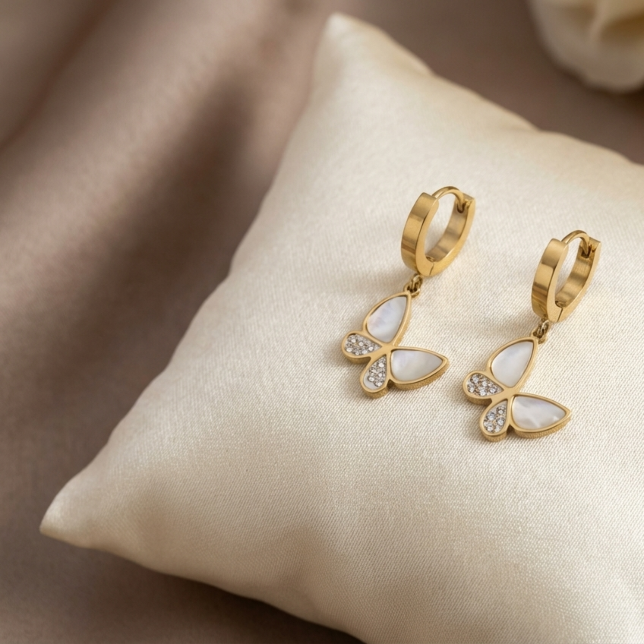 Lumina White Butterfly Earrings