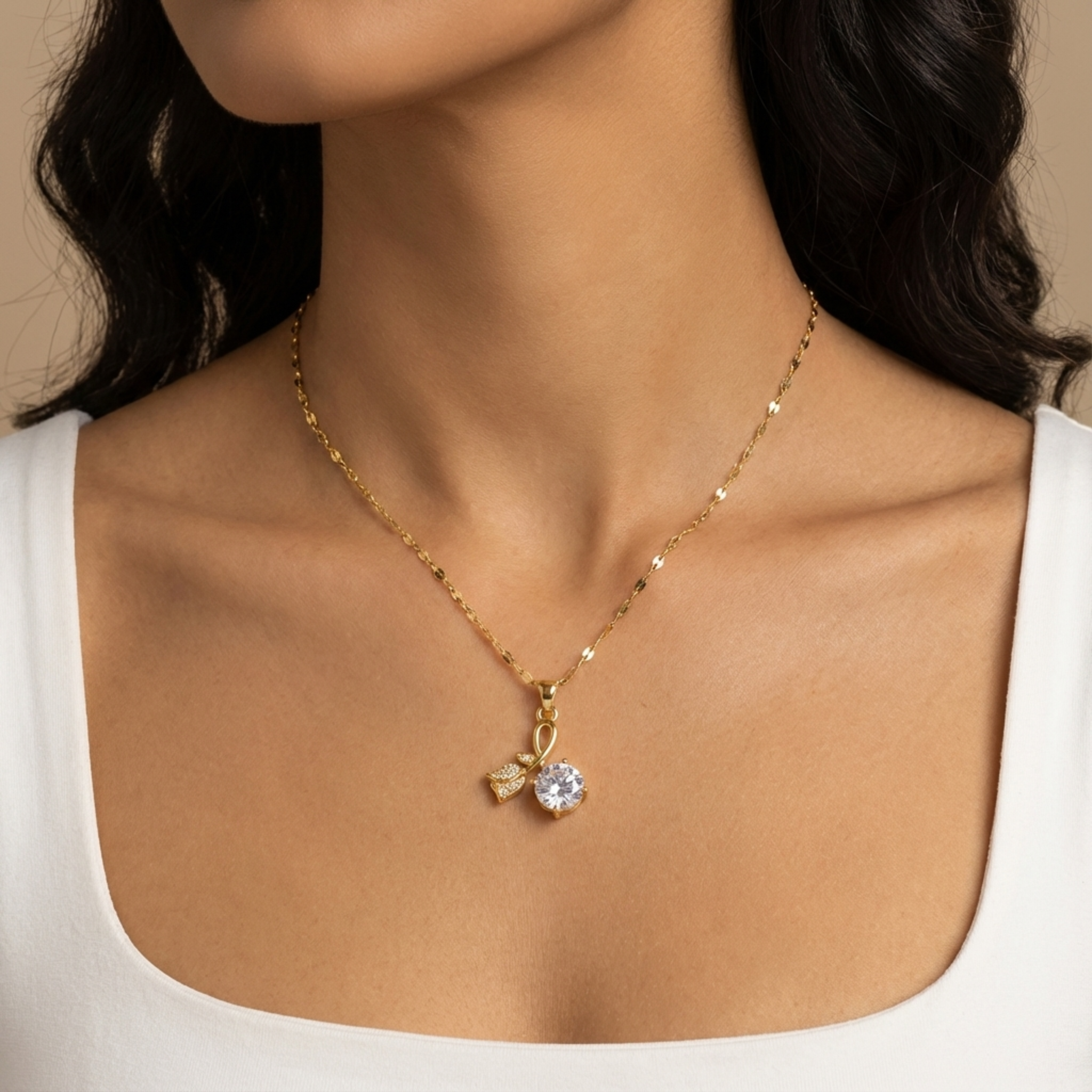 The Crystal Rose Solitaire Necklace