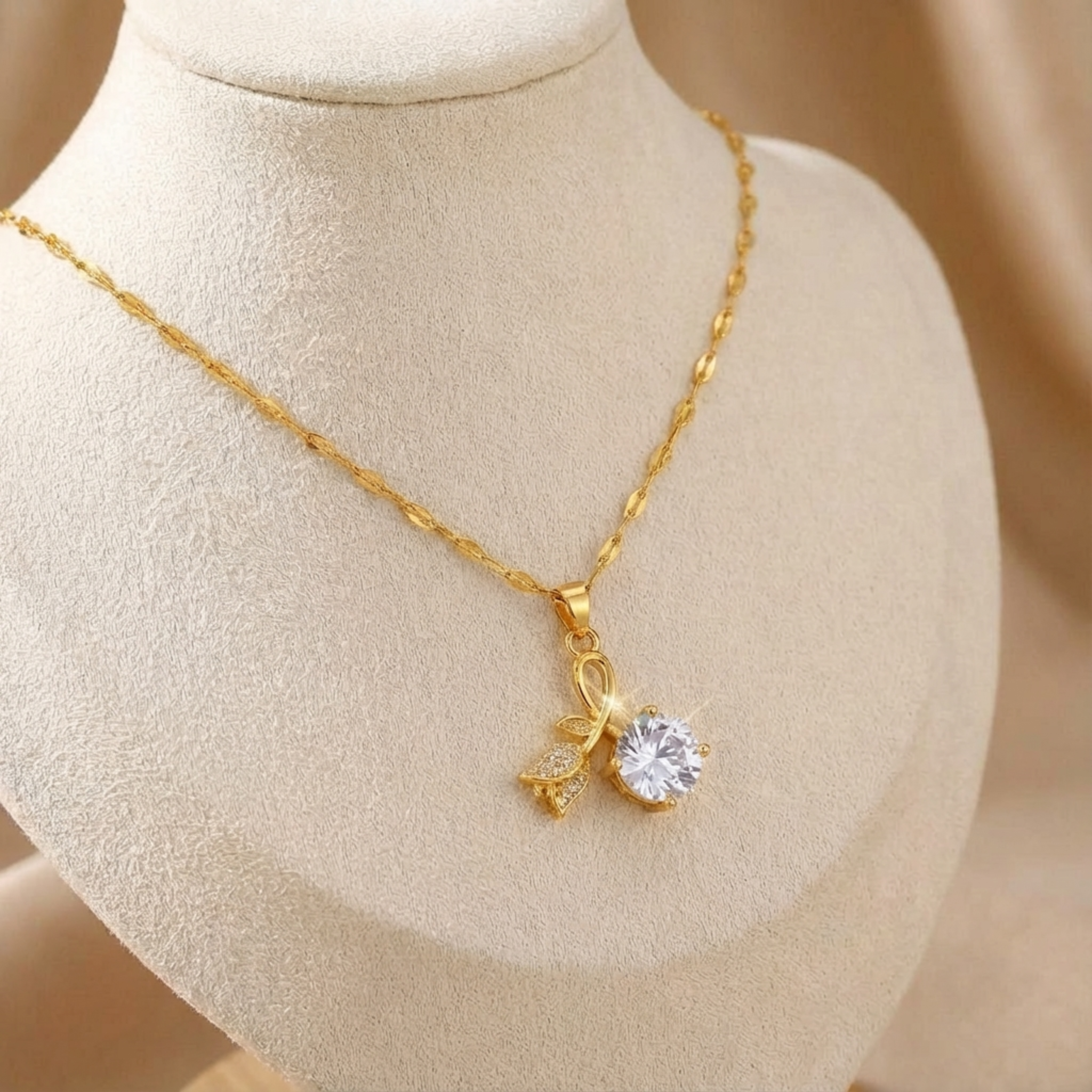 The Crystal Rose Solitaire Necklace
